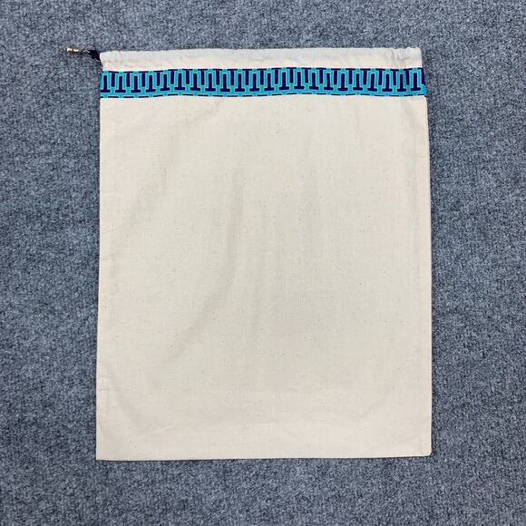 Tory Burch Dust Bag 15 in x 12 in Canvas Drawstring Strap Geometric Trim Charm - Picture 5 of 9